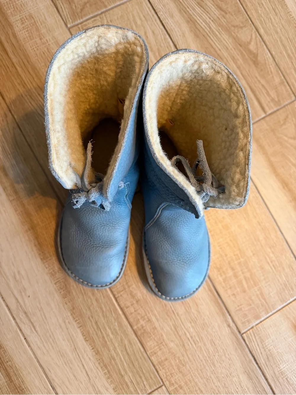 Duckfeet Arhus Blue Pebbled Leather Shearling Lined Boots Sz 39